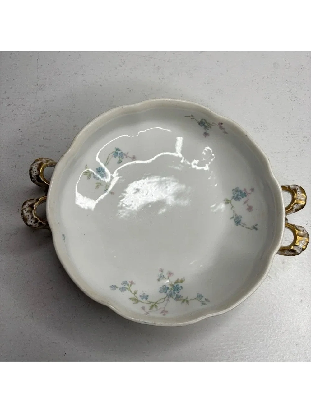Antique Haviland Limoges Schleiger 441b Blue Floral Covered Vegetable Tureen